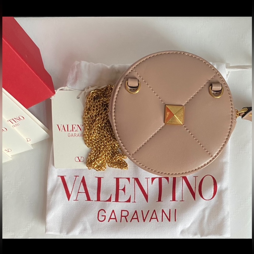 1st Prize 🏆 HP VALENTINO GARAVANI ROMAN STUD PURSE ROSE CANNELLE NEW SOLD OUT! - Picture 7 of 15